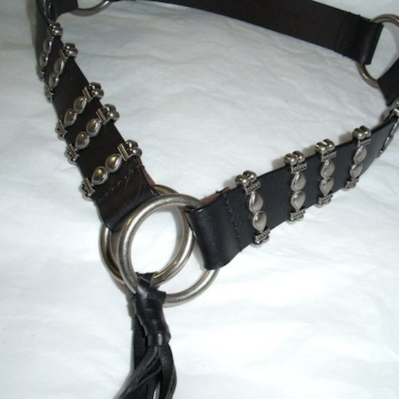 BLACK AND SILVER STRAPPY LEATHER BELT - Picture 11 of 15